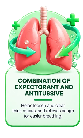 Combination of expectorant and antitussive