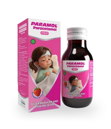 Dus dan botol Paramol sirup paracetamol
